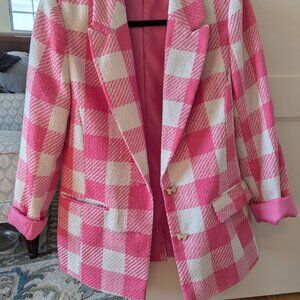 Barbie-esque pink checkered blazer